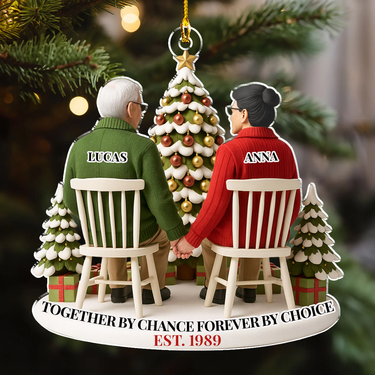 Growing Old Side by Side - Personalized Custom Acrylic Ornament - Image 2
