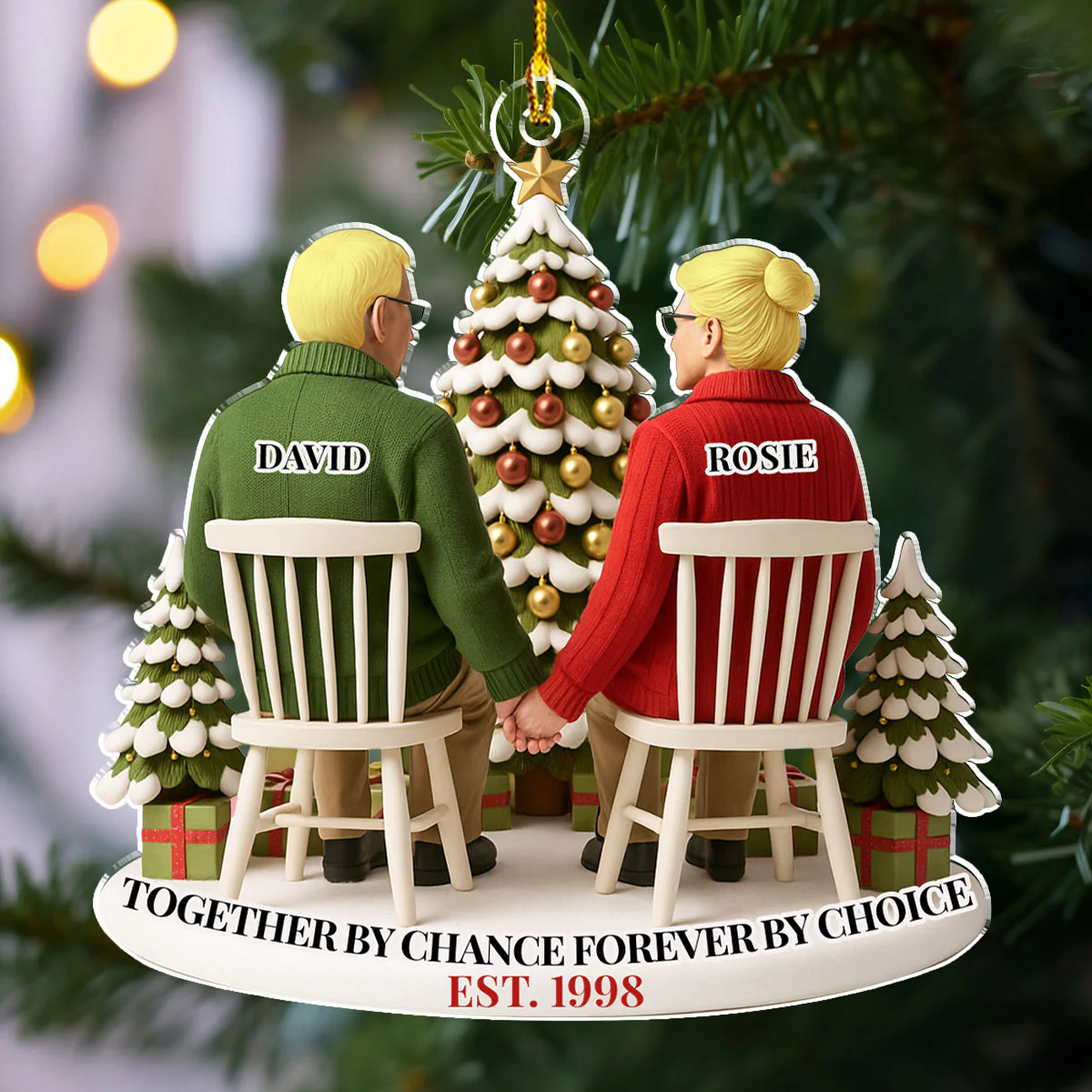 Growing Old Side by Side - Personalized Custom Acrylic Ornament - Image 3