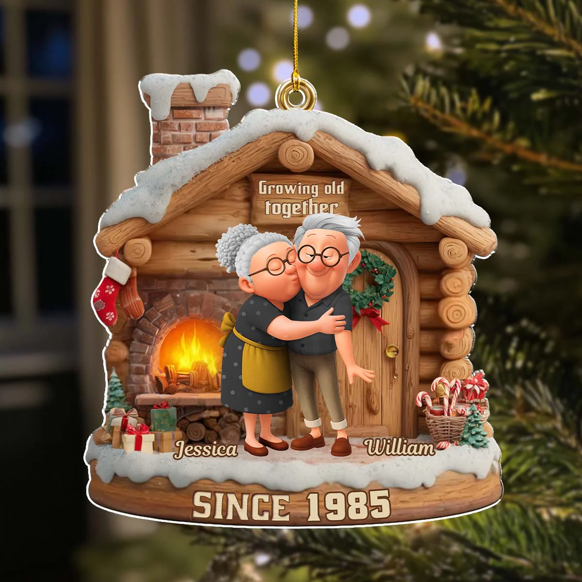 Growing Old Together Christmas - Personalized Custom Acrylic Ornament - Image 3