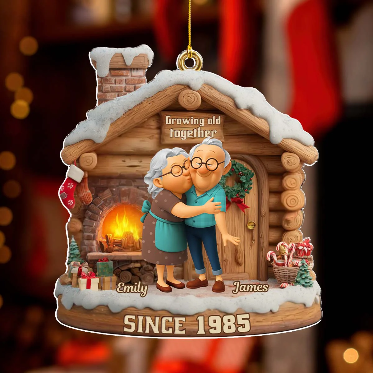 Growing Old Together Christmas - Personalized Custom Acrylic Ornament - Image 4