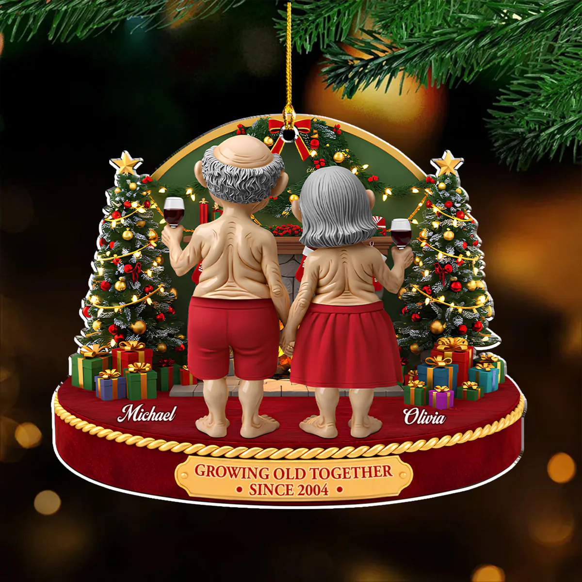 Growing Old Together Funny - Personalized Custom Acrylic Ornament - Image 3