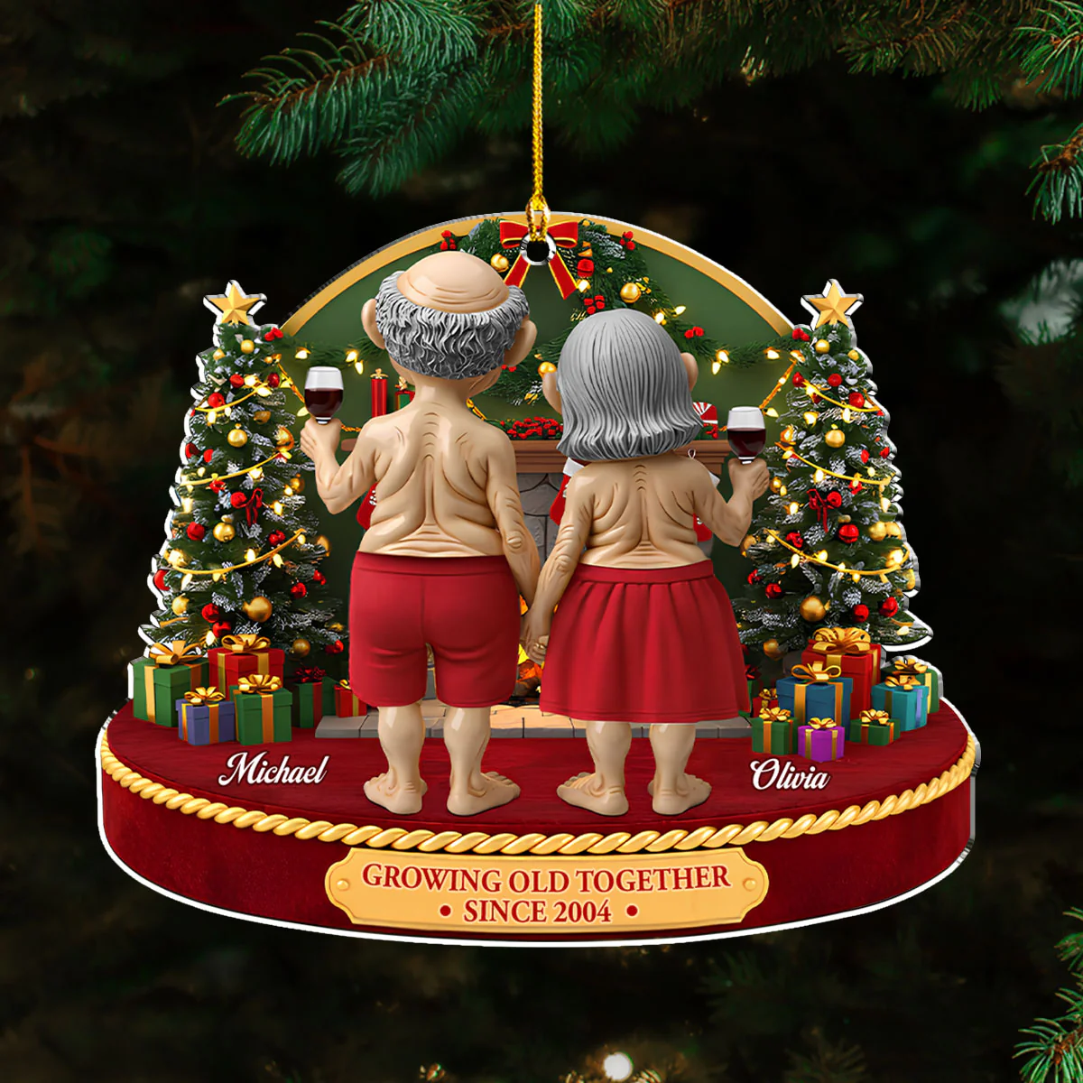 Growing Old Together Funny - Personalized Custom Acrylic Ornament - Image 4