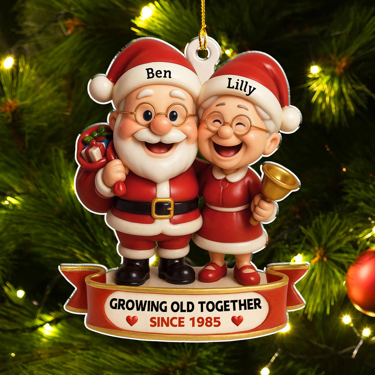 Growing Old Together - Personalized Custom Acrylic Ornament - Image 3