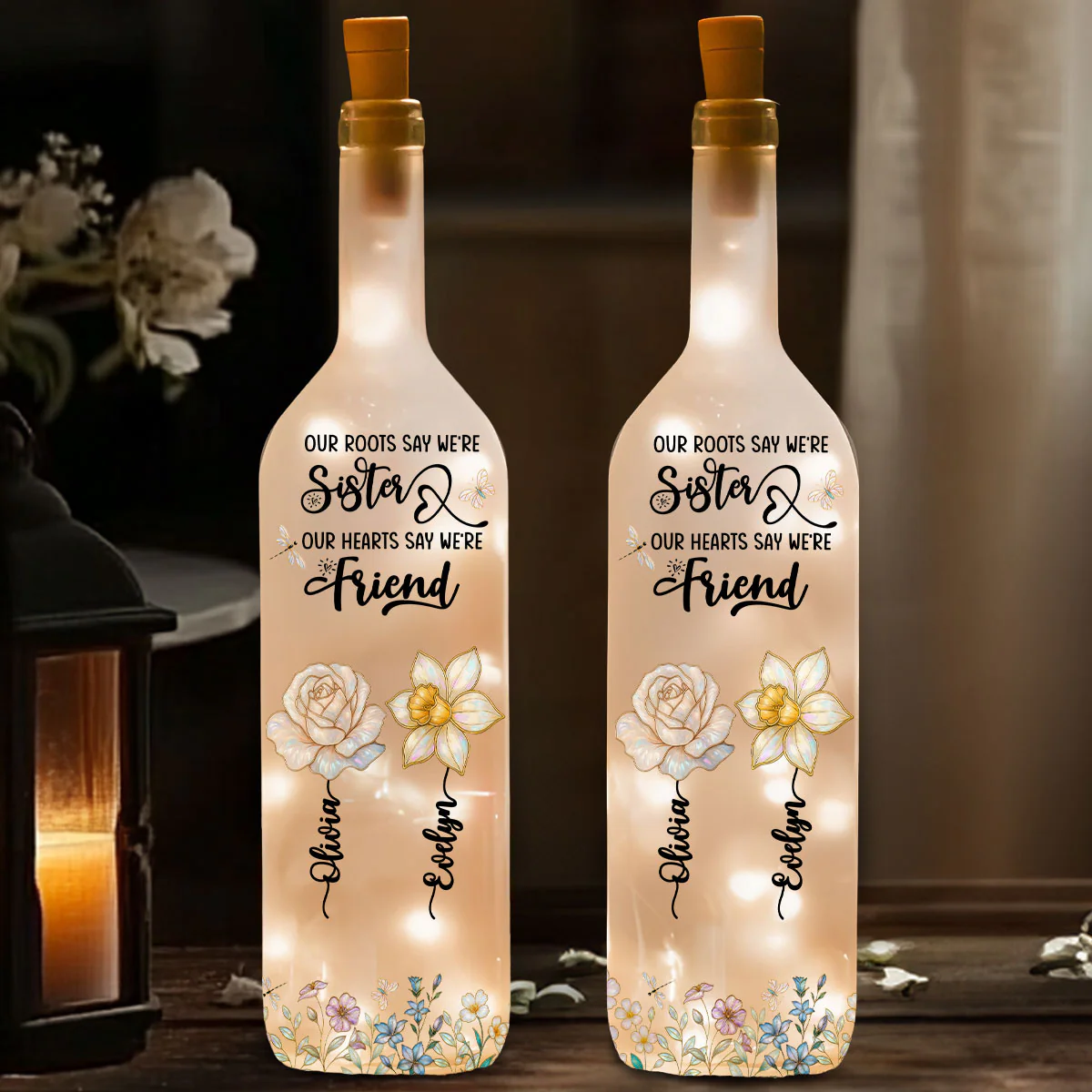 Growing Together Blooming Forever - Personalized Custom Bottle Lamp - Image 2