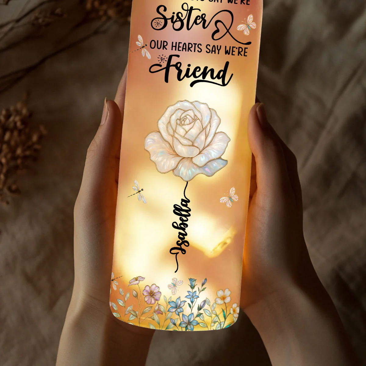 Growing Together Blooming Forever - Personalized Custom Bottle Lamp - Image 3