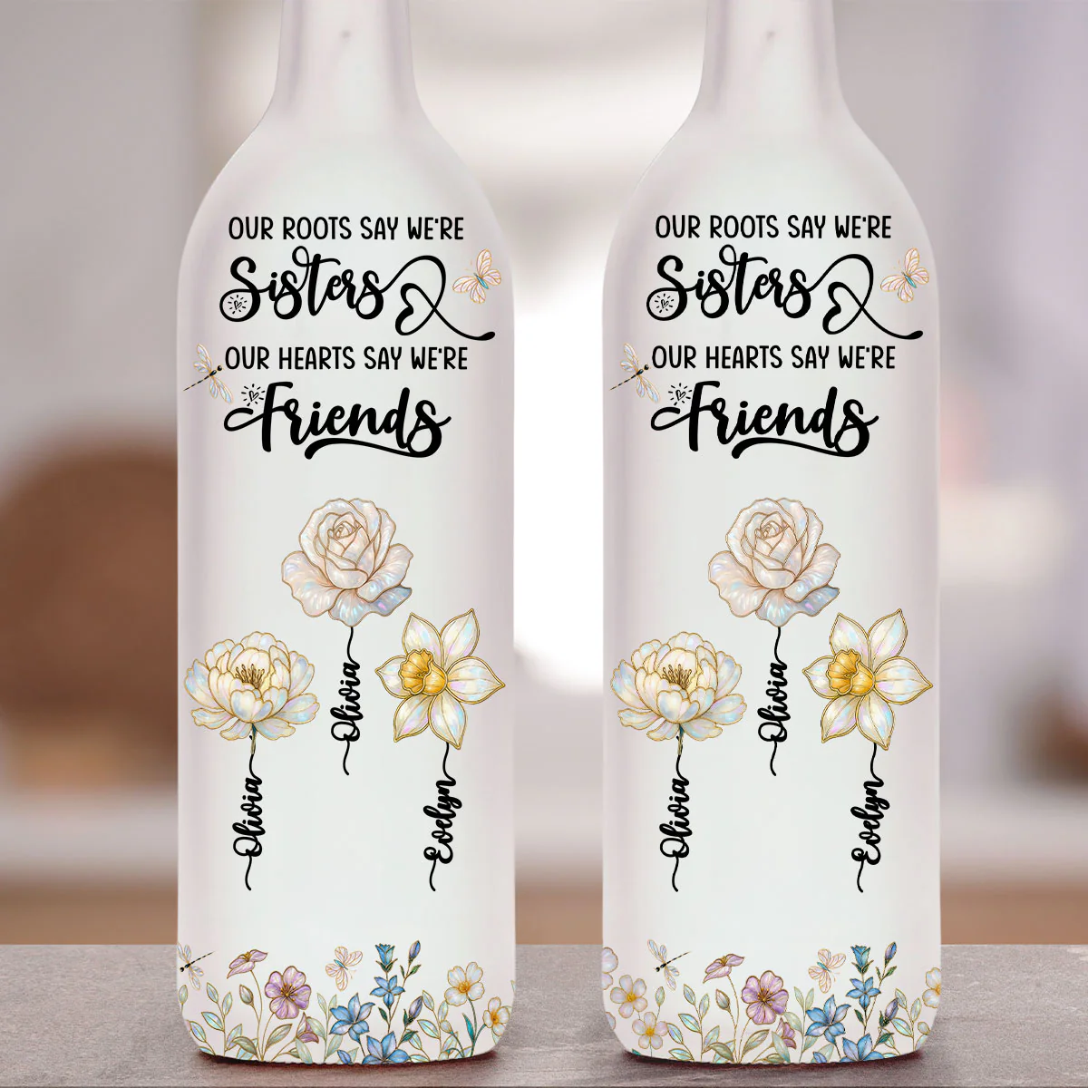 Growing Together Blooming Forever - Personalized Custom Bottle Lamp - Image 4