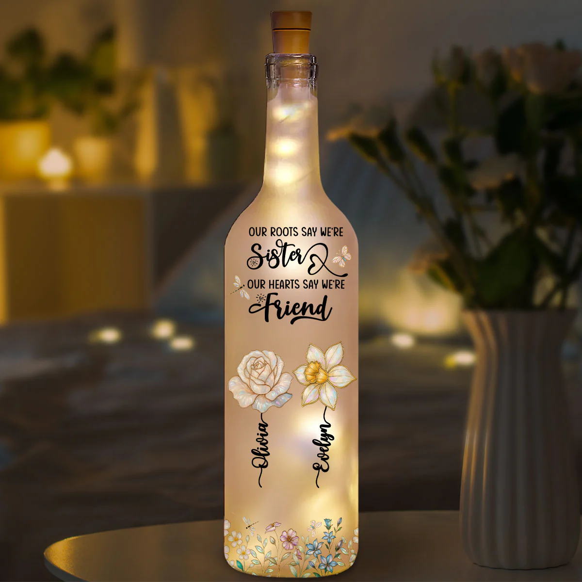 Growing Together Blooming Forever - Personalized Custom Bottle Lamp - Image 5
