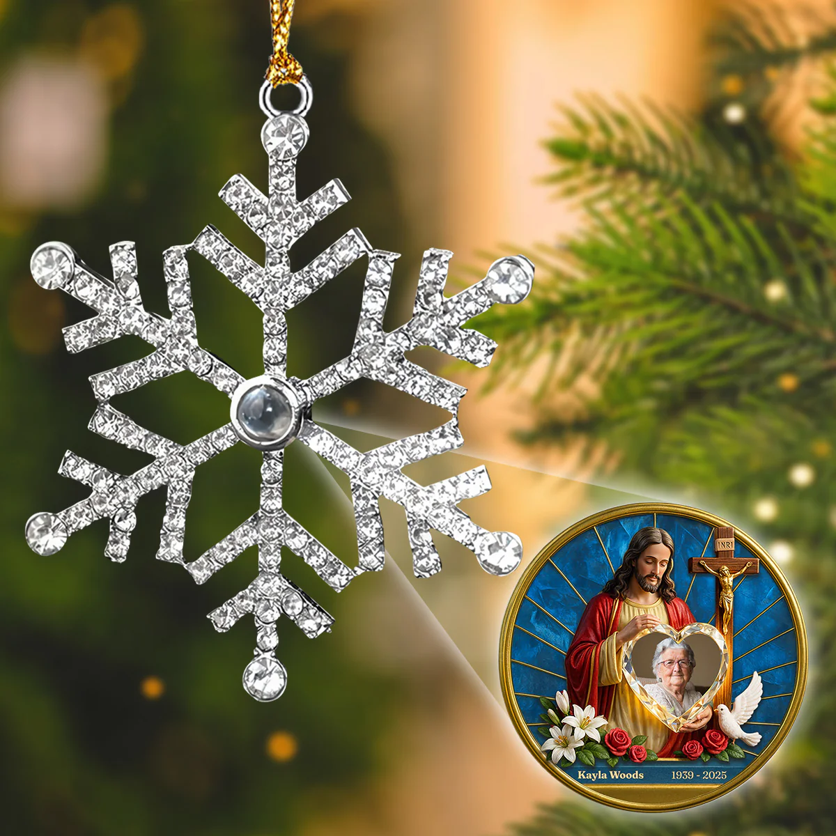 Guardian Of My Heart - Personalized Custom Photo Snowflake Projection Ornament