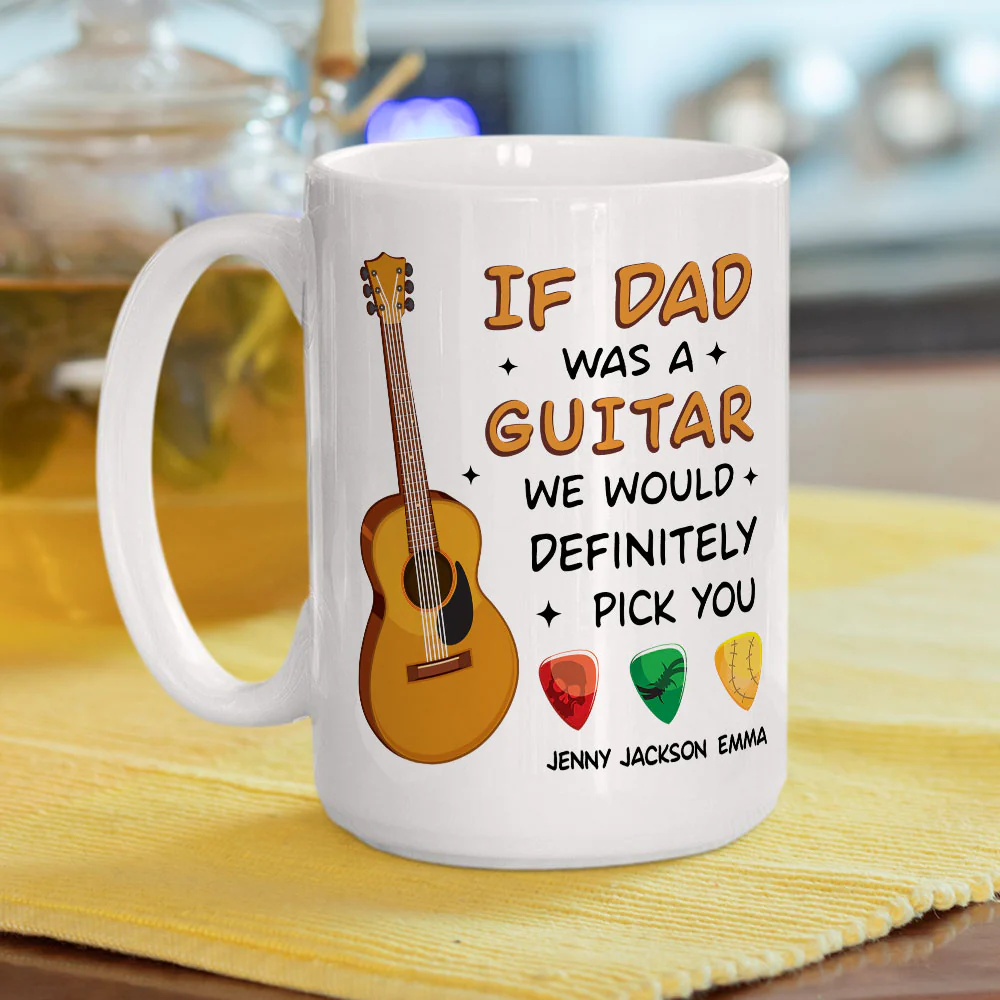 Guitar Dad No Limits - Personalized Custom Coffee Mug - Image 4
