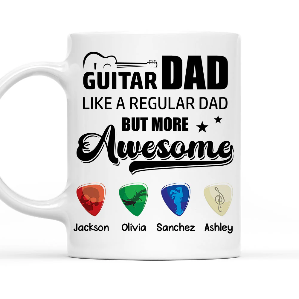 Guitar Dad Rocks Hard - Personalized Custom Coffee Mug