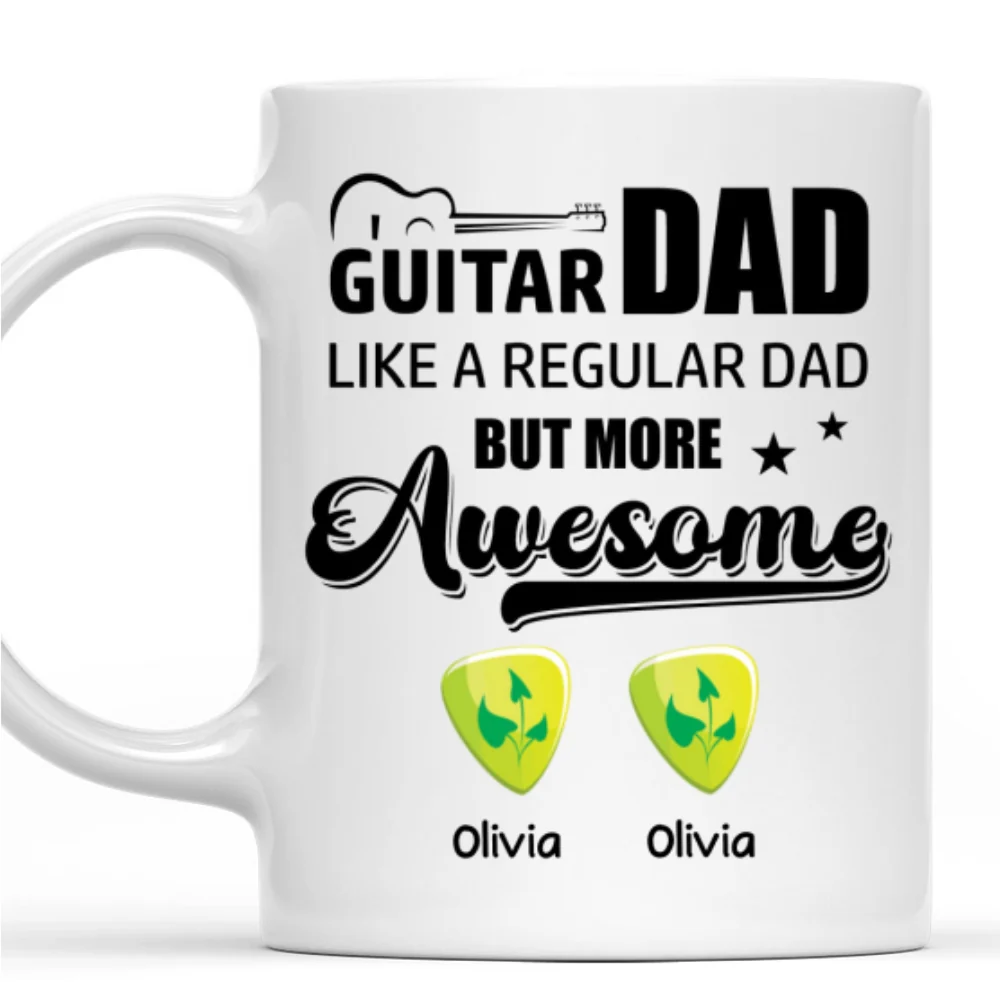 Guitar Dad Rocks Hard - Personalized Custom Coffee Mug - Image 7