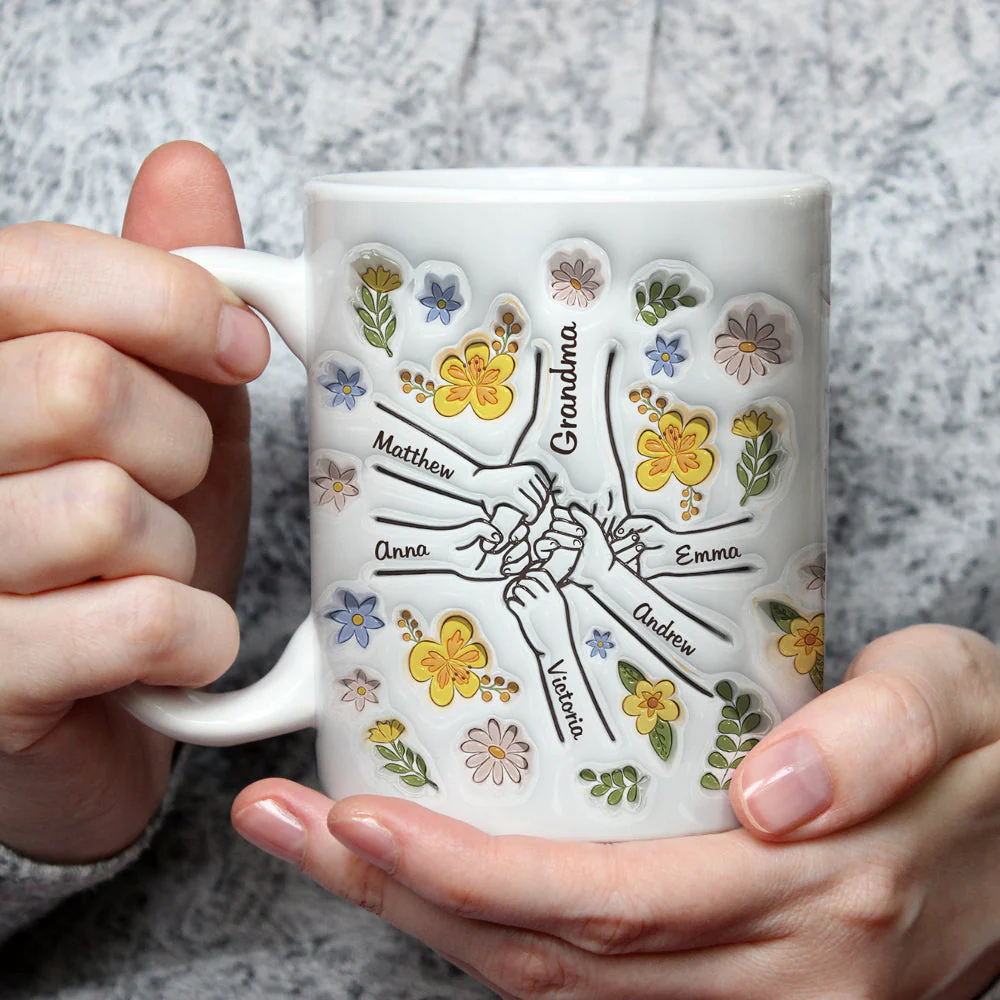 Hand In Hand, Also Heart In Heart - Personalized Custom 3D Inflated Effect Mug - Image 3