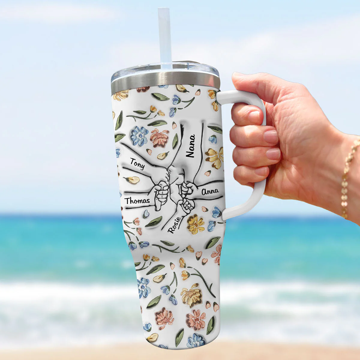 Hand In Hand, I Will Always Protect You - Personalized Custom 3D Inflated Effect Printed 40 Oz Tumbler - Image 3