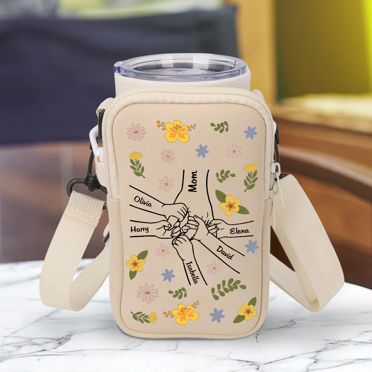 Hand In Hand - Personalized Custom Water Bottle Carrier Bag - Image 4