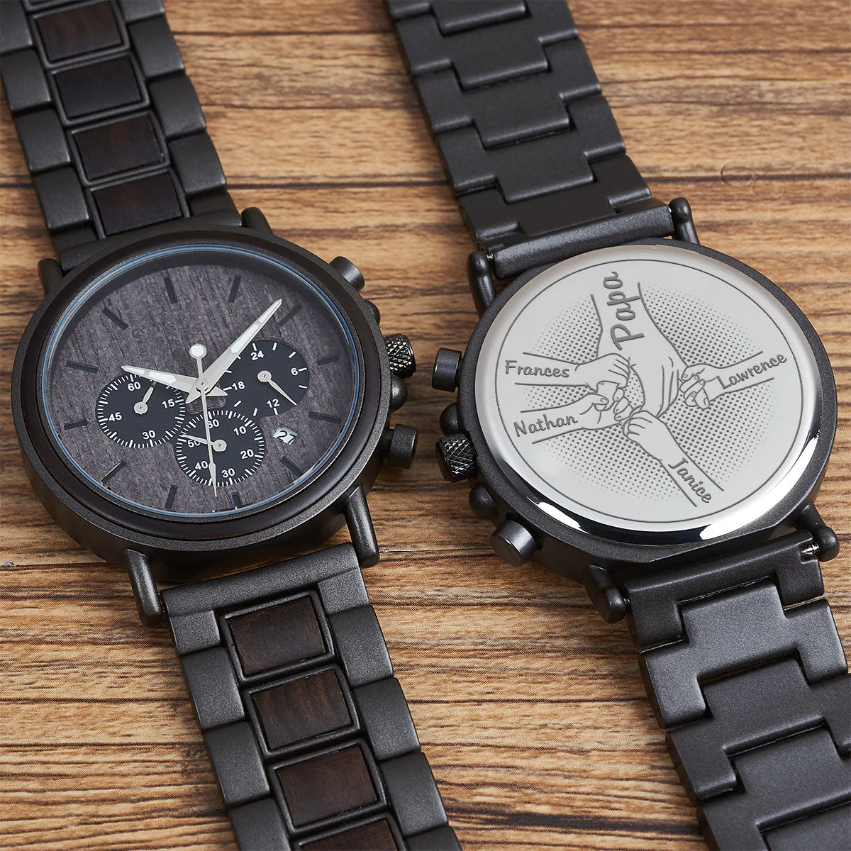 Hand In Hand Together - Personalized Engraved Wooden Watches GQ026 - Image 3