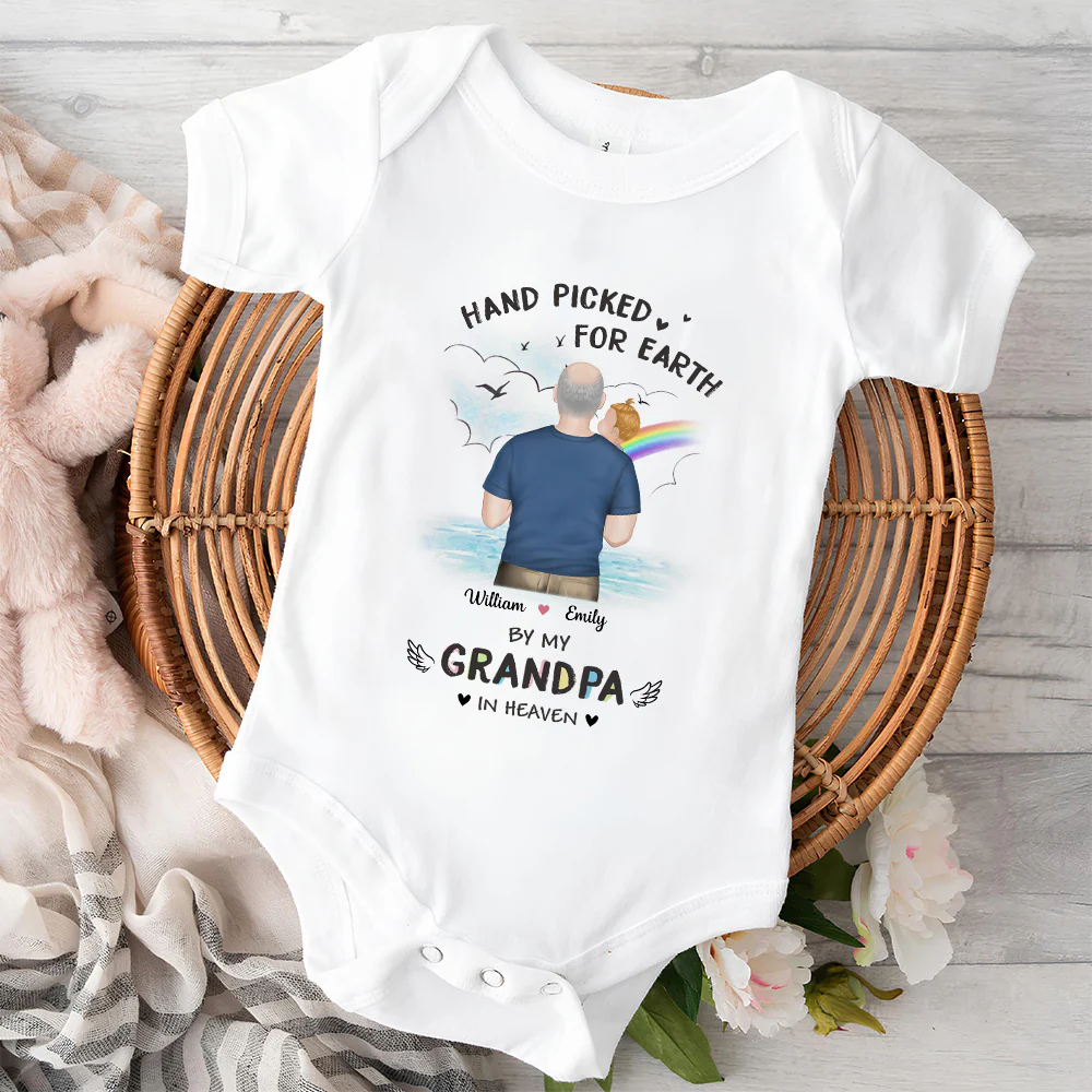 Hand Picked For Earth By - Personalized Custom Baby Onesie - Image 2