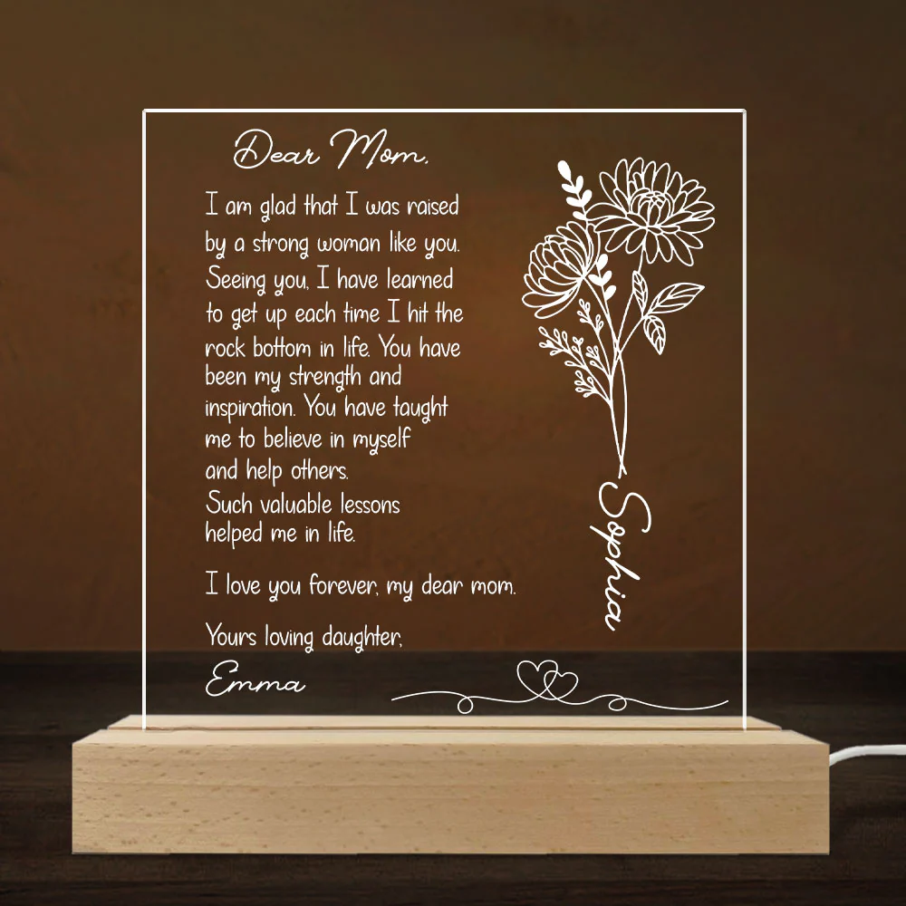Hand Written Letter Gift For Mom - Personalized Custom LED Light - Image 2