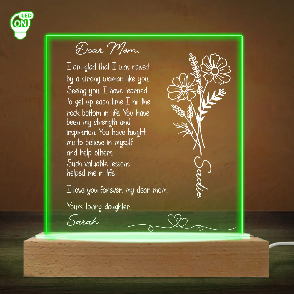 Hand Written Letter Gift For Mom - Personalized Custom LED Light - Image 4