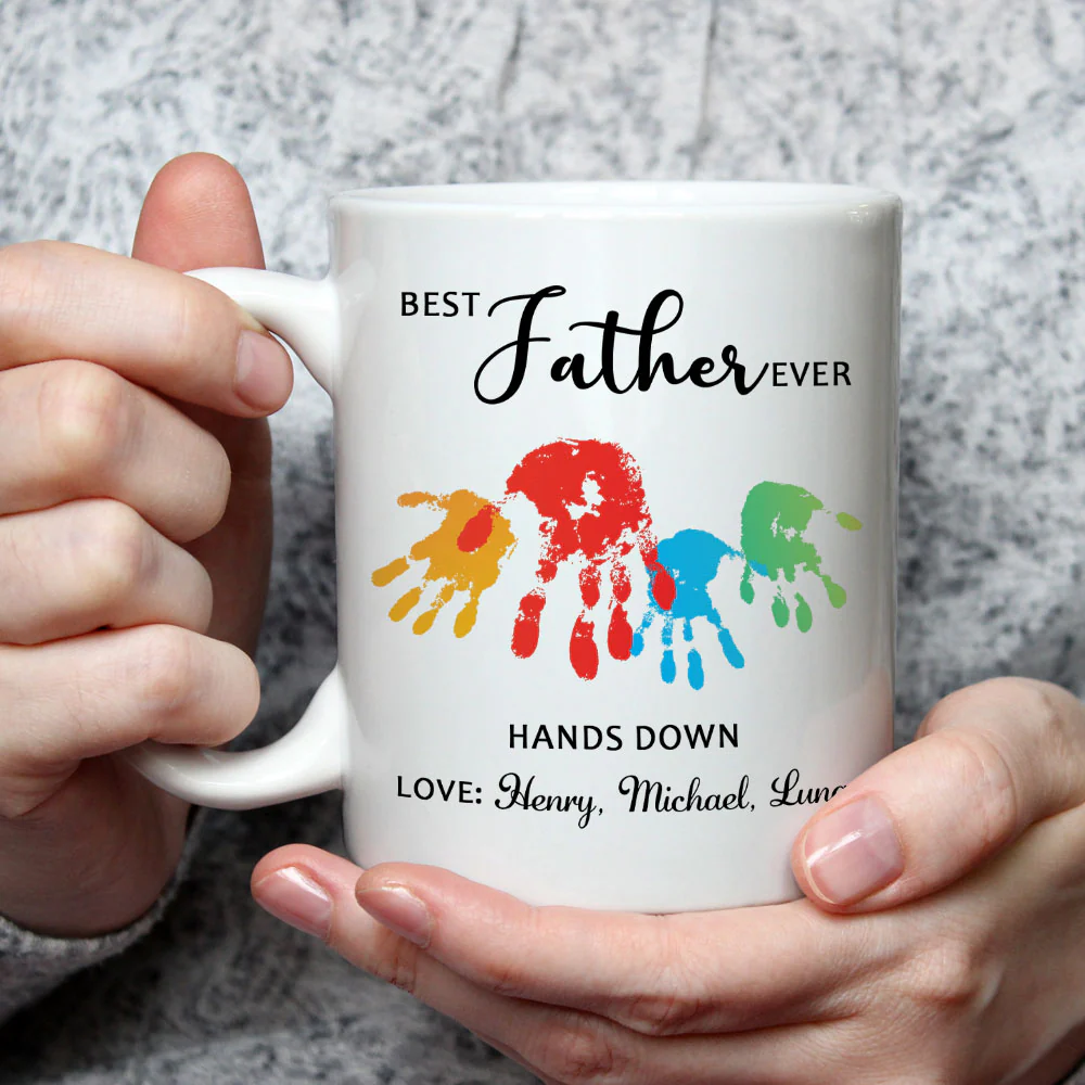 Hands Down Best Dad Ever - Personalized Custom Coffee Mug - Image 3