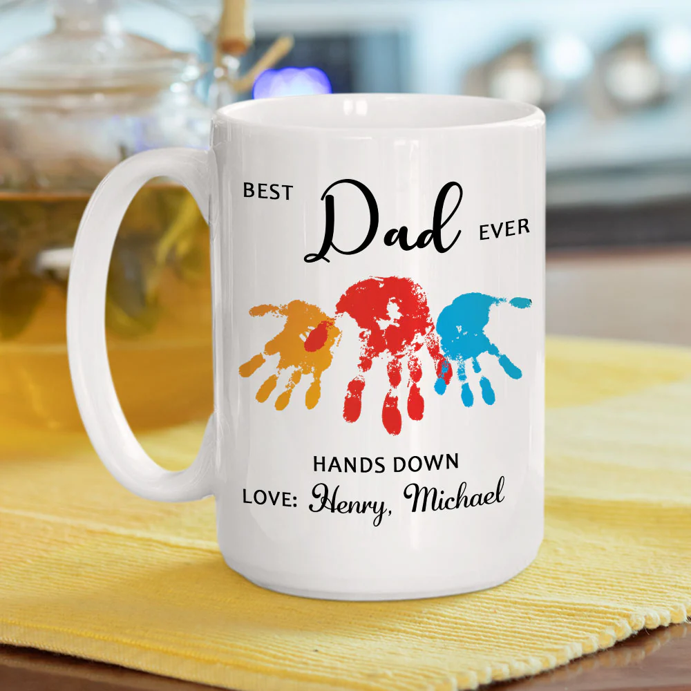 Hands Down Best Dad Ever - Personalized Custom Coffee Mug - Image 5