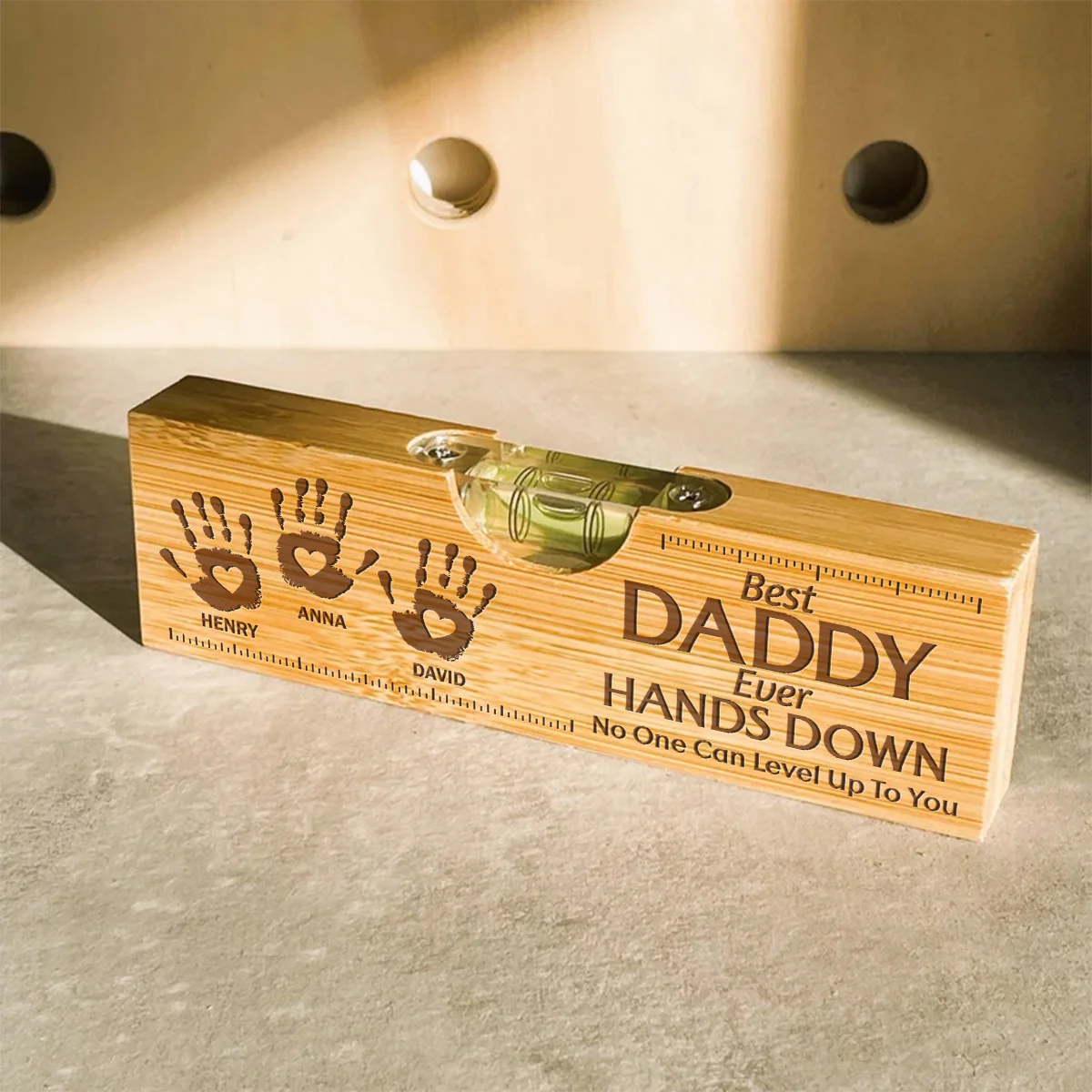 Hands Down We Love You Dad Grandpa - Personalized Custom Engraved Wooden Spirit Level Bottle Opener - Image 4