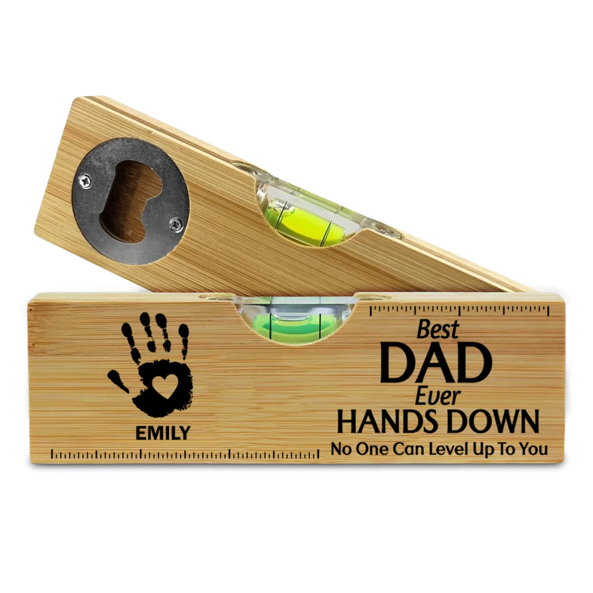Hands Down We Love You Dad Grandpa - Personalized Custom Engraved Wooden Spirit Level Bottle Opener - Image 6