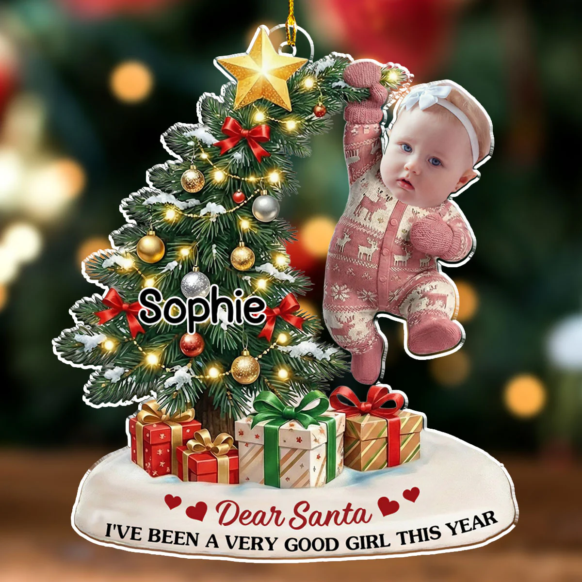 Hang In There - Personalized Custom 3D Effect Acrylic Ornament - Image 5
