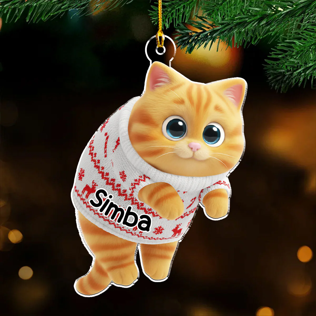 Hanging Cat Cartoonize - Personalized Custom Acrylic Ornament - Image 3