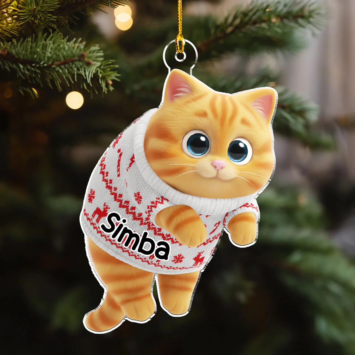 Hanging Cat Cartoonize - Personalized Custom Acrylic Ornament - Image 4