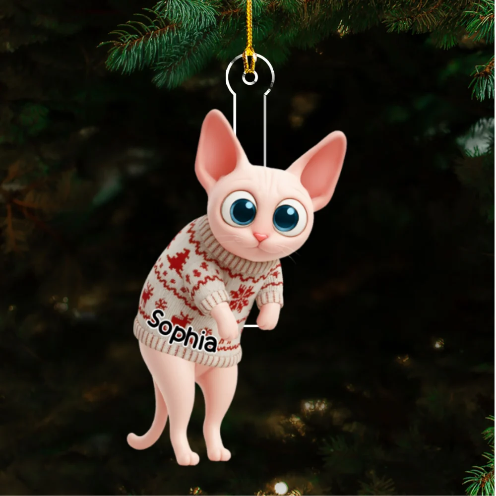 Hanging Cat Cartoonize - Personalized Custom Acrylic Ornament - Image 7