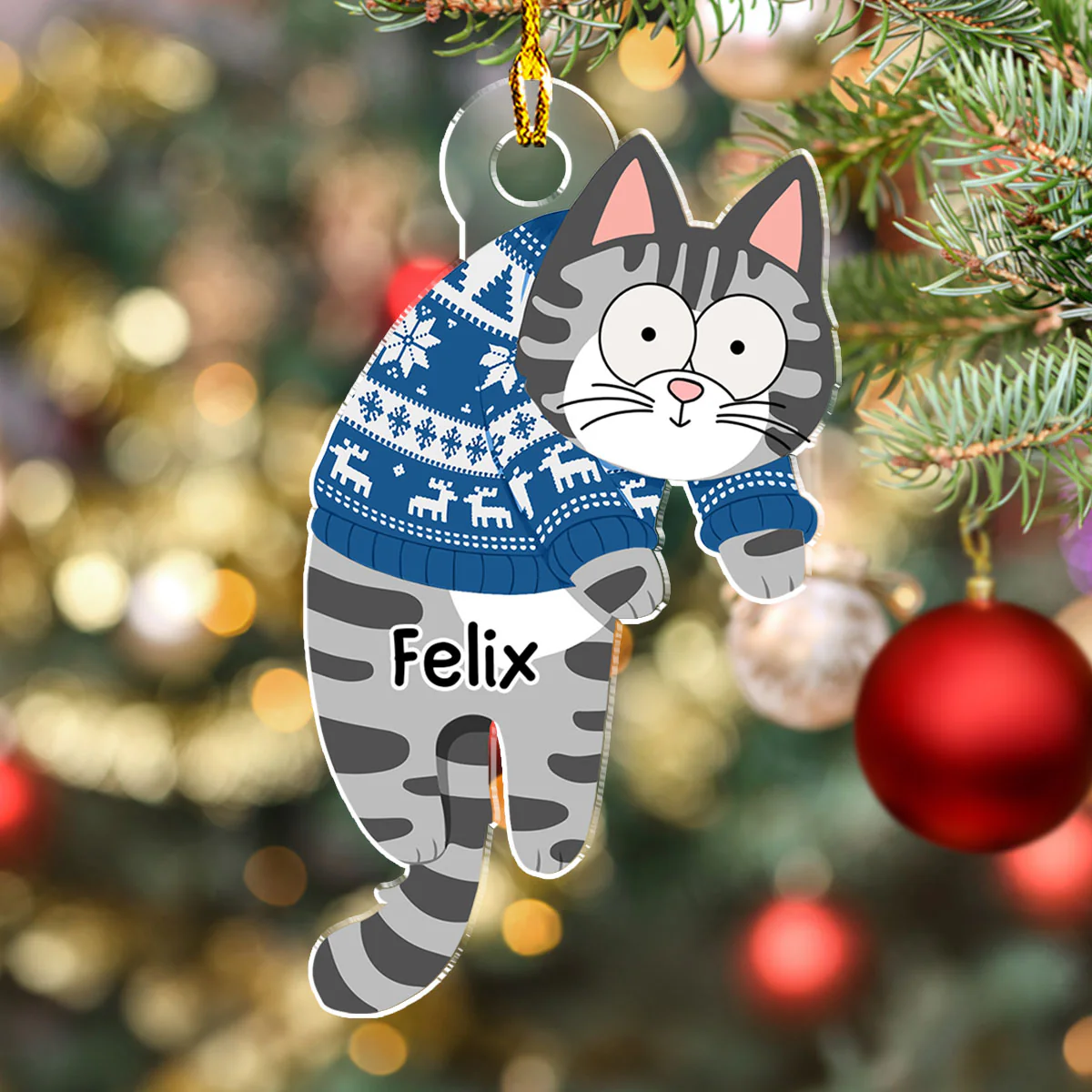 Hanging Cats - Personalized Custom Acrylic Ornament - Image 2