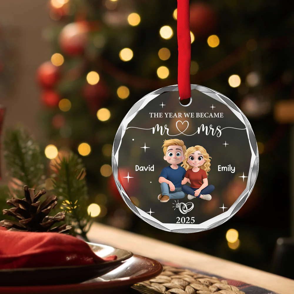 Happily Ever After Begins - Personalized Custom Glass Ornament - Image 4