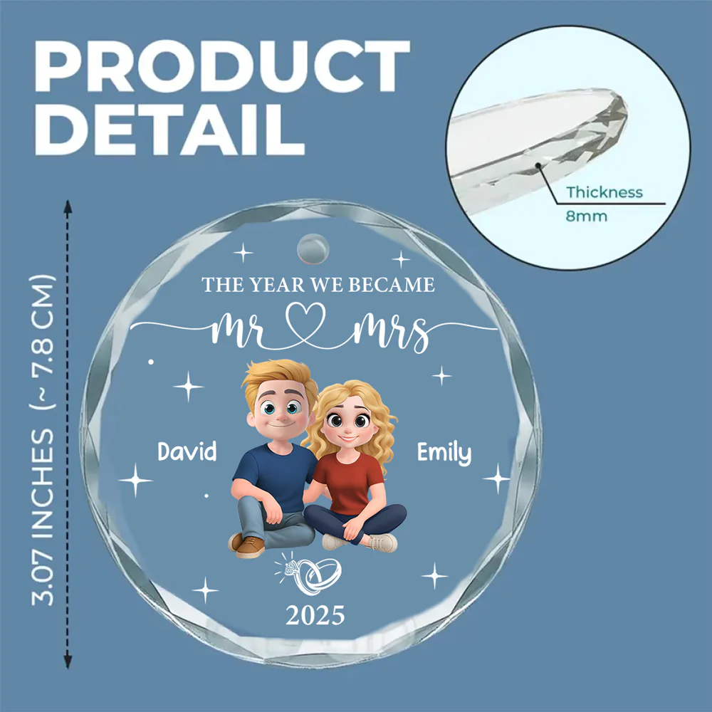 Happily Ever After Begins - Personalized Custom Glass Ornament - Image 5