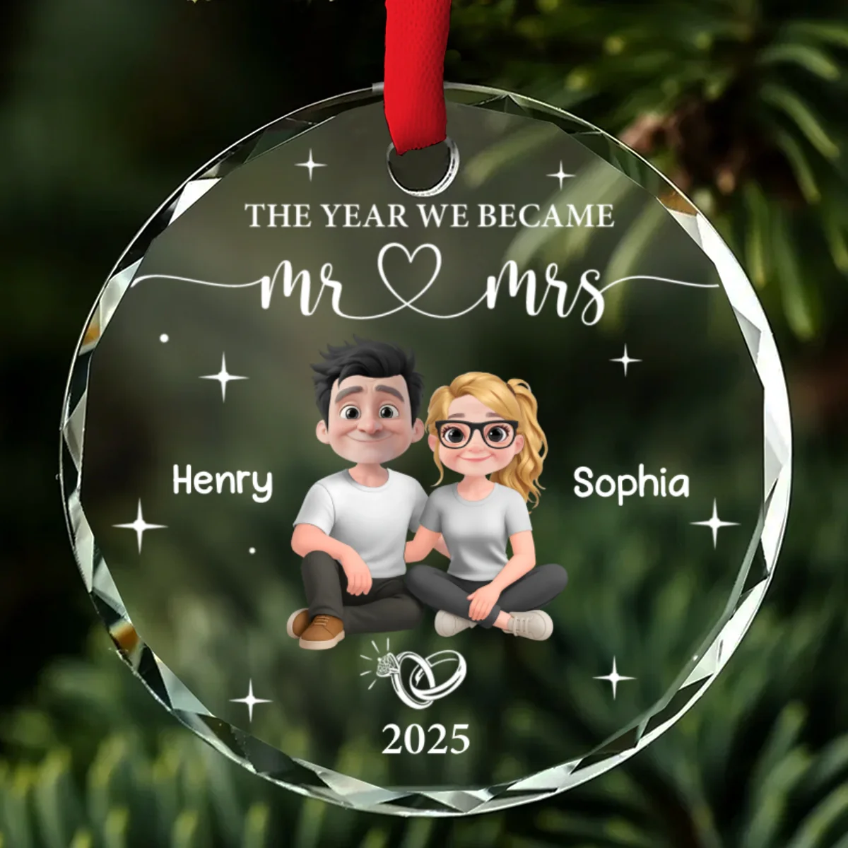 Happily Ever After Begins - Personalized Custom Glass Ornament - Image 6