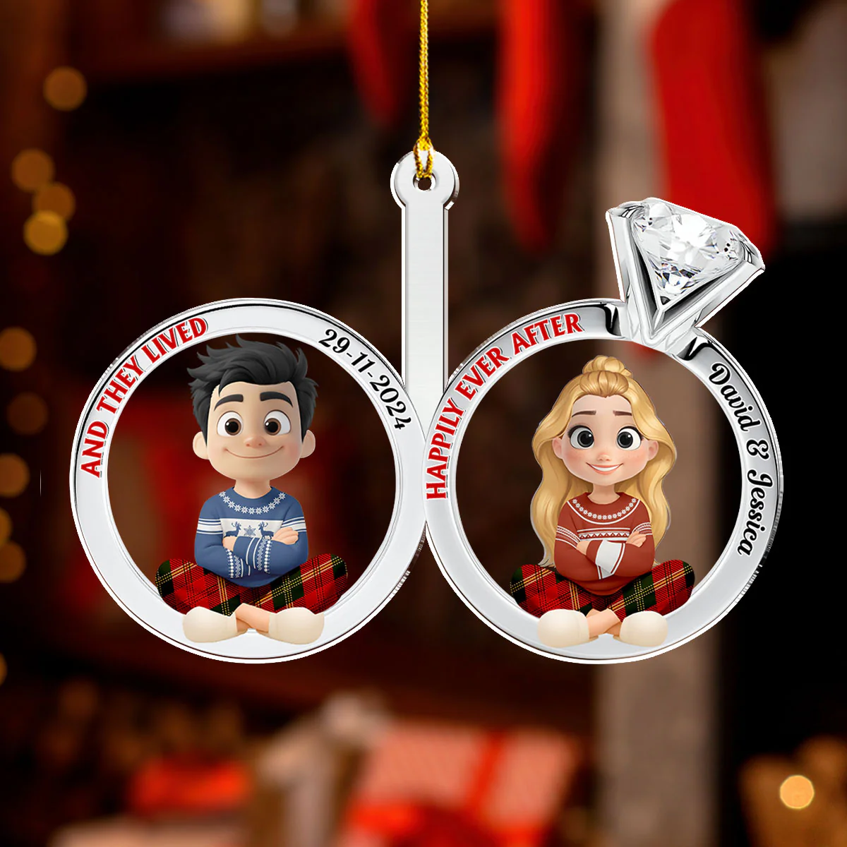 Happily Ever After Couple - Personalized Custom Acrylic Ornament - Image 3