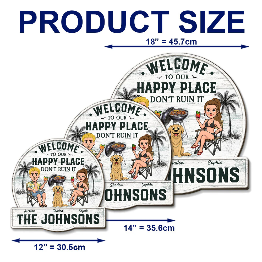 Happiness Happens Right Here - Personalized Custom Wood Sign - Image 6