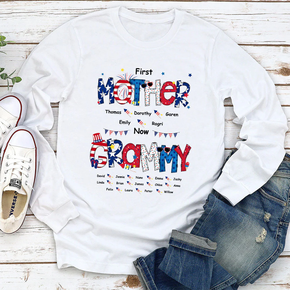 Happiness Is Being A Mom - Personalized Custom Long Sleeve T-shirt - Image 2