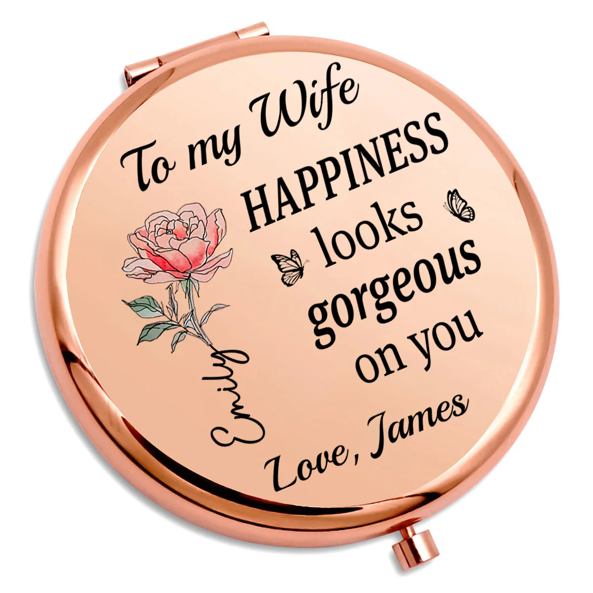 Happiness Suits You Perfectly - Personalized Custom Compact Mirror - Image 2