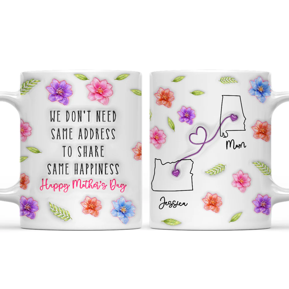 Happiness Without Borders - Personalized Custom 3D Inflated Effect Mug