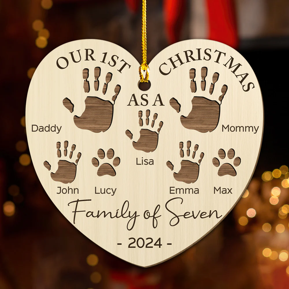 Happy 1st Christmas As A Family - Personalized Custom Wood Ornament - Image 3