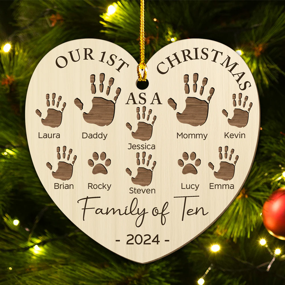 Happy 1st Christmas As A Family - Personalized Custom Wood Ornament - Image 4
