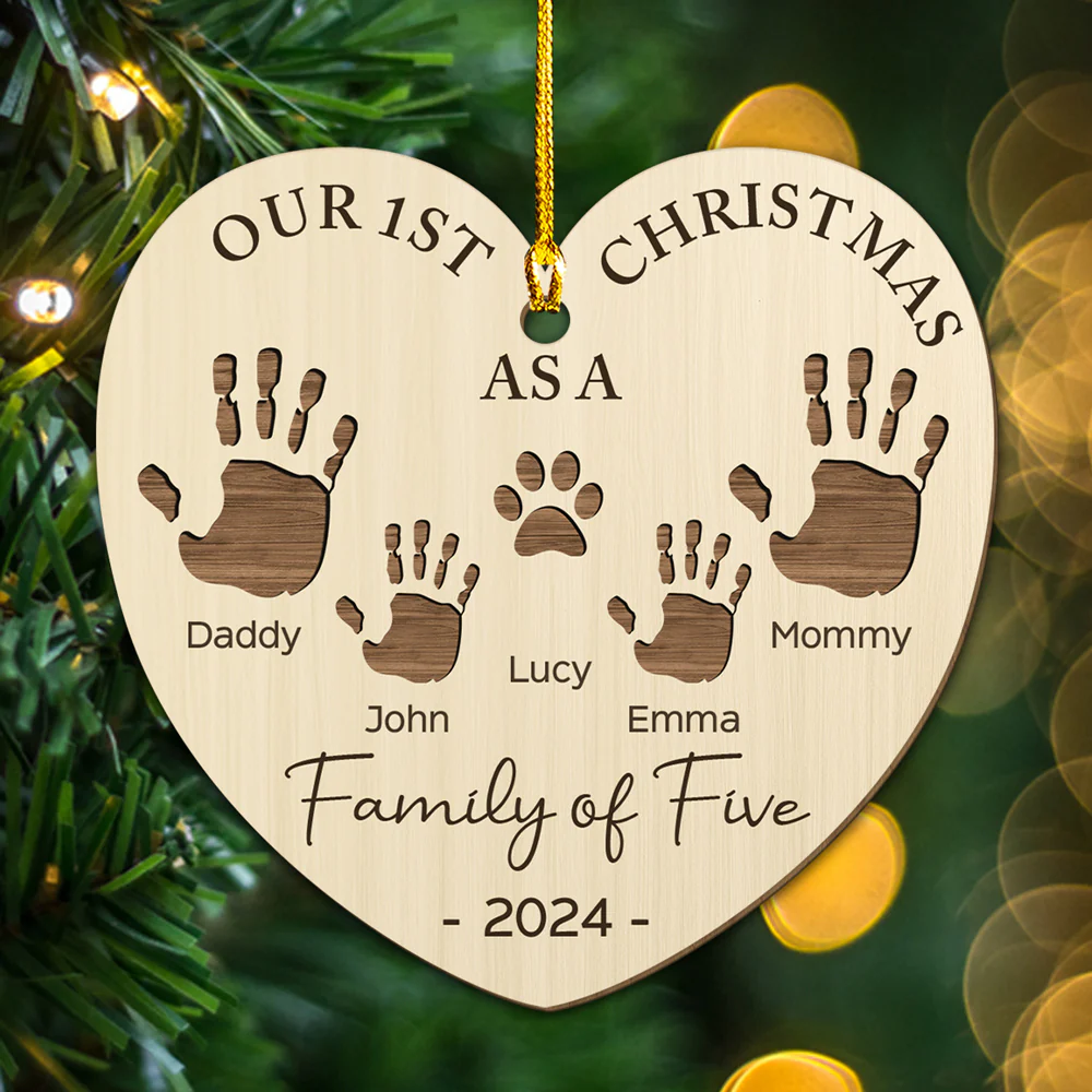 Happy 1st Christmas As A Family - Personalized Custom Wood Ornament - Image 5