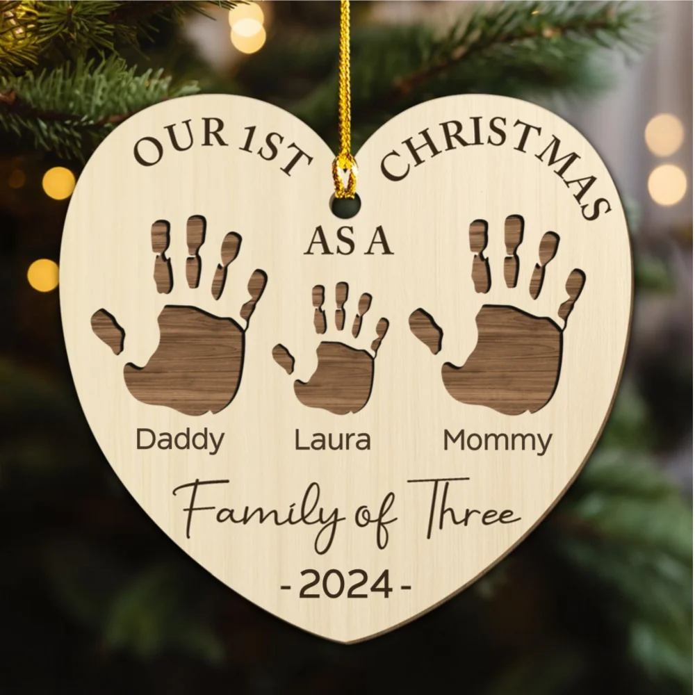 Happy 1st Christmas As A Family - Personalized Custom Wood Ornament - Image 6