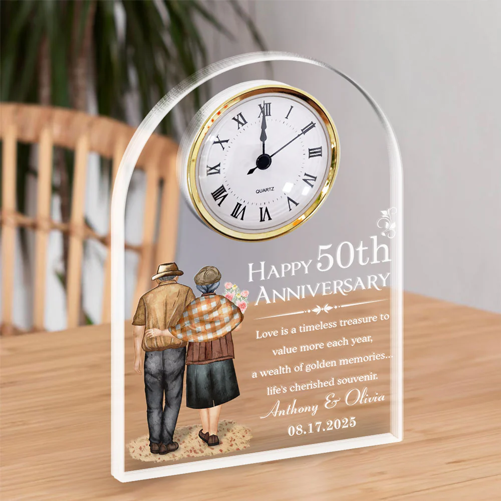 Happy Anniversary - Personalized Custom Acrylic Desk Clock Plaque - Image 5