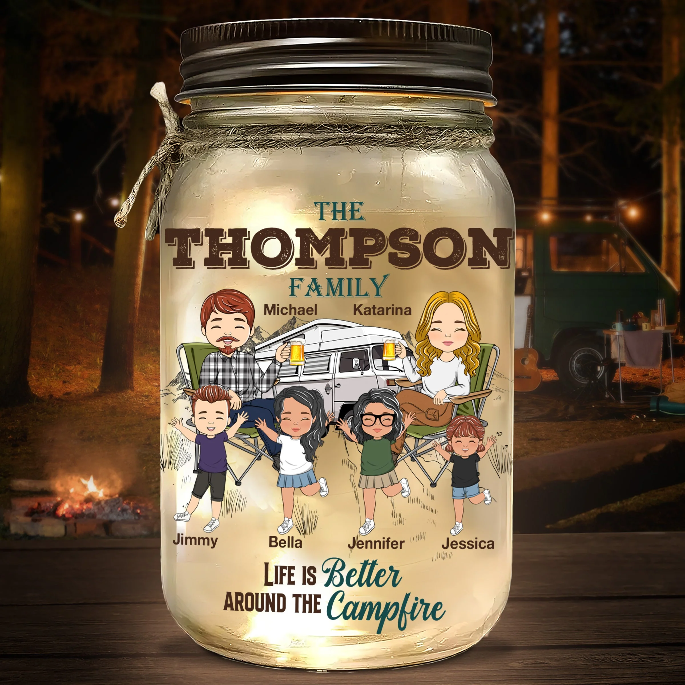 Happy Campers - Personalized Custom Mason Jar Light - Image 4