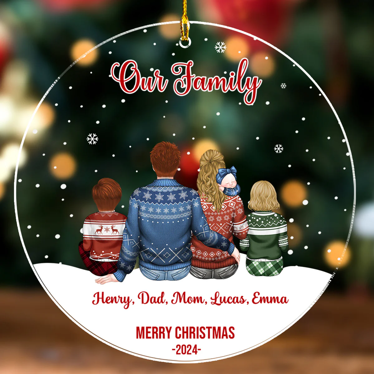 Happy Christmas Family 2024 - Personalized Custom Acrylic Ornament - Image 2
