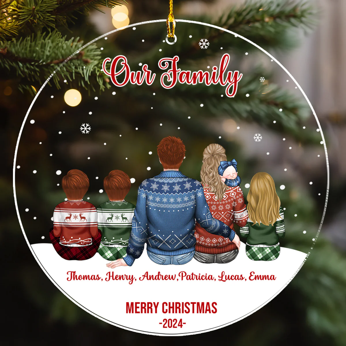 Happy Christmas Family 2024 - Personalized Custom Acrylic Ornament - Image 4