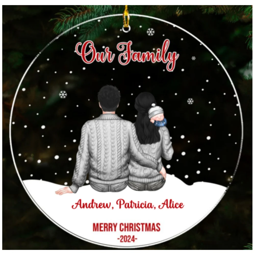 Happy Christmas Family 2024 - Personalized Custom Acrylic Ornament - Image 5