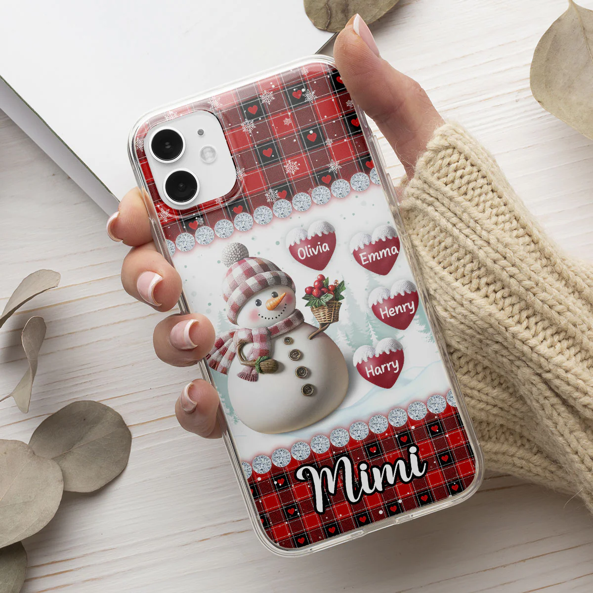Happy Christmas Snowman Grandma - Personalized Custom Phone Case - Image 2