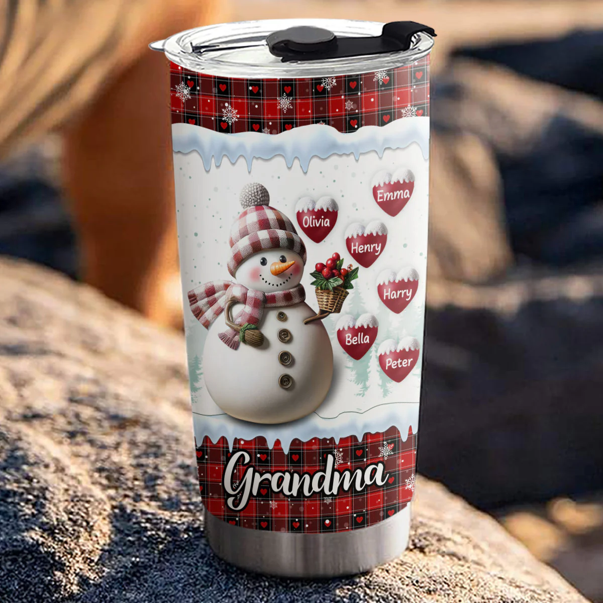 Happy Christmas Snowman Grandma - Personalized Custom Tumbler - Image 4